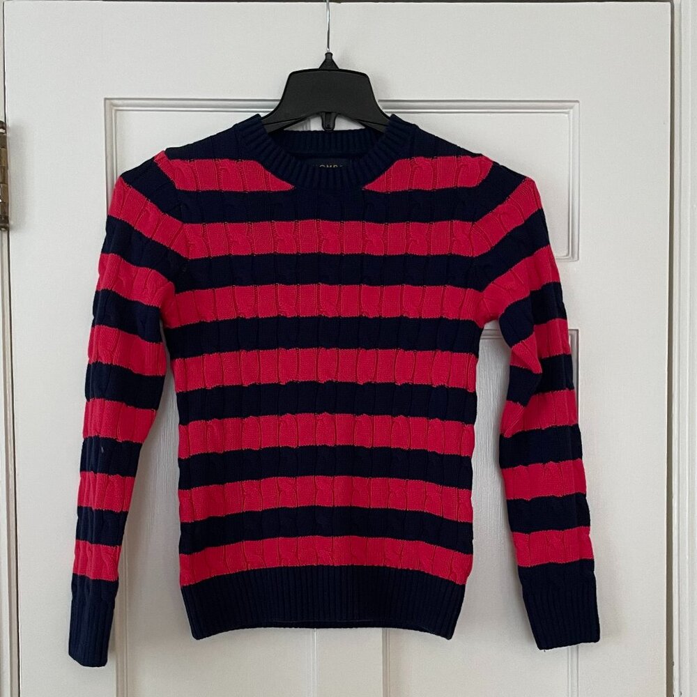 Piombo Blue/Red Striped Knit Sweater Size XS NWOT